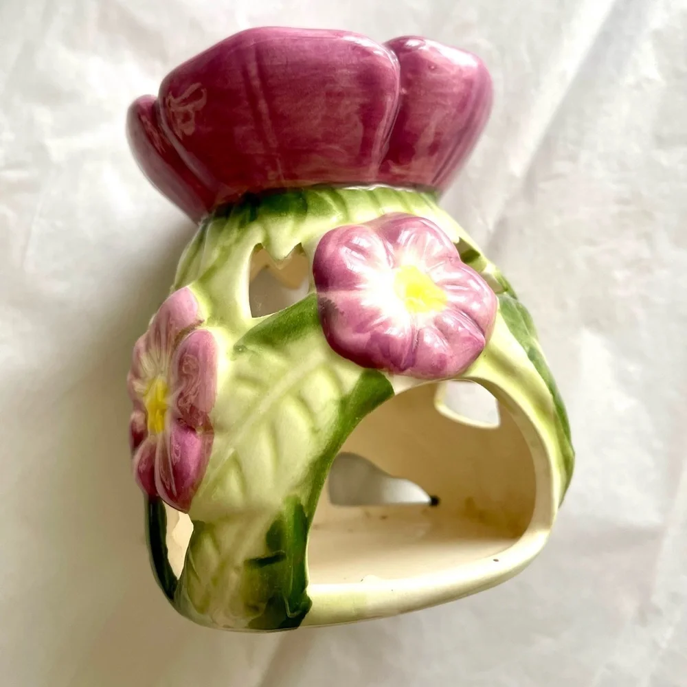Pretty Floral Vase Candle Tea Light Holder 5”